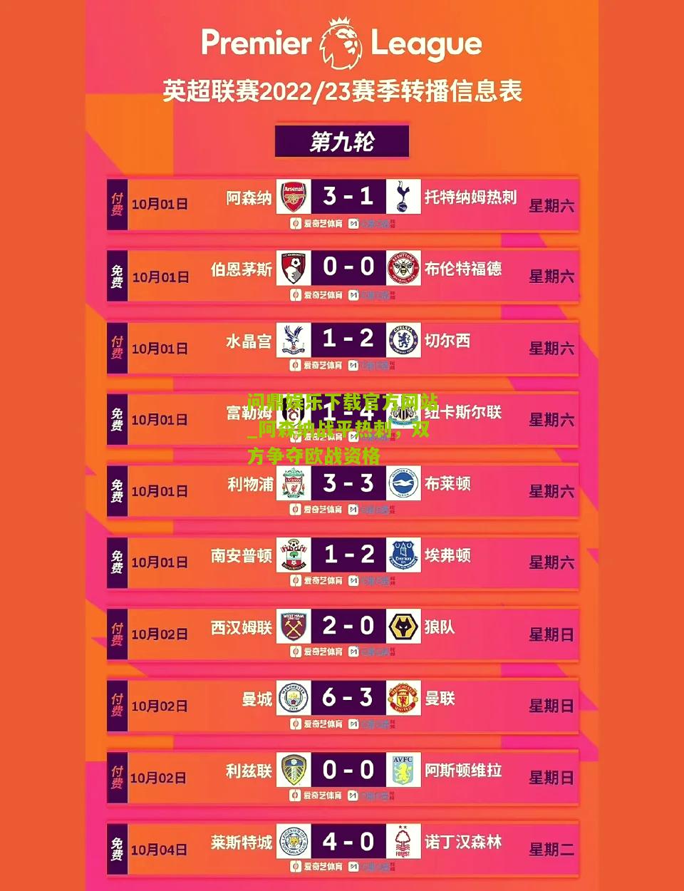 阿森纳战平热刺，双方争夺欧战资格